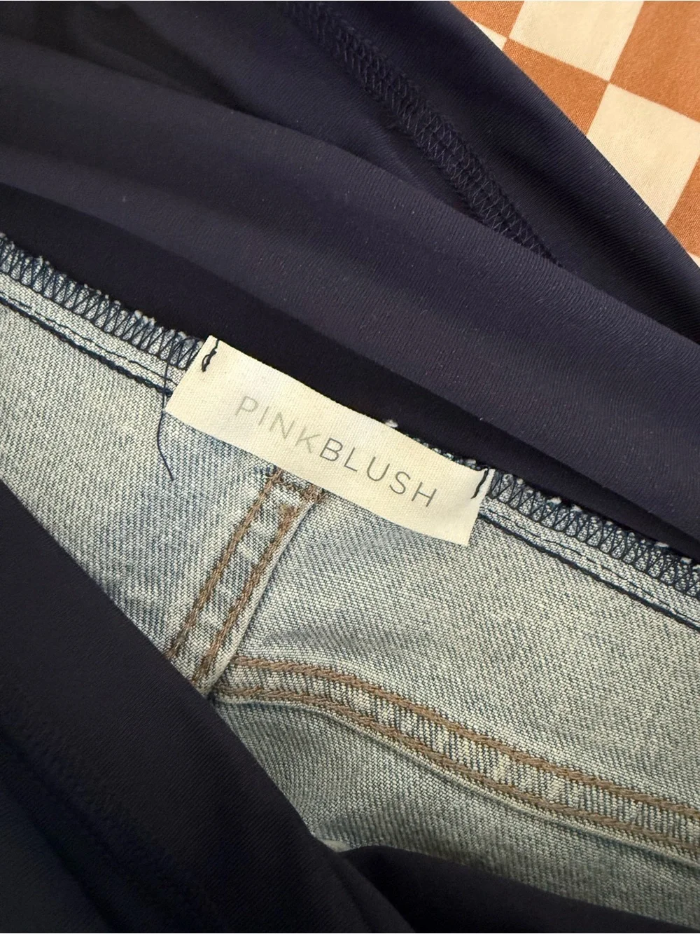 Pinkblush Light Blue Boyfriend Maternity Jeans with Navy Waistband